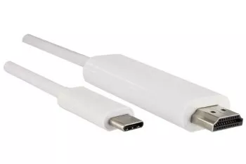 USB 3.1 Kabel Typ C Stecker auf HDMI Stecker, 4K2K@60Hz, HDCP, HDR, weiß, DINIC Box mit Euroloch, Länge 1,00m